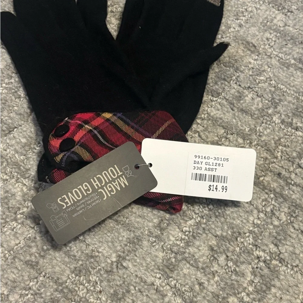 NWT D&Y Wool Blend Tartan Plaid Gloves with Magic Touch Technology